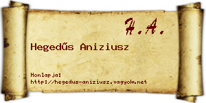 Hegedűs Aniziusz névjegykártya